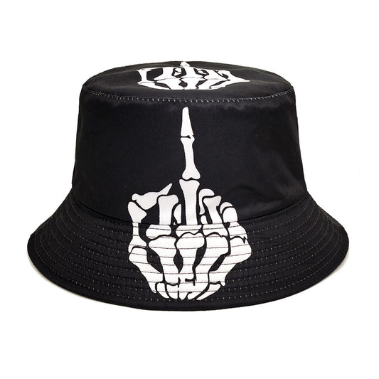 Skull & Finger Graphic Bucket Hat