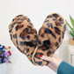 Women’s Leopard Plush Cross-Strap Slippers