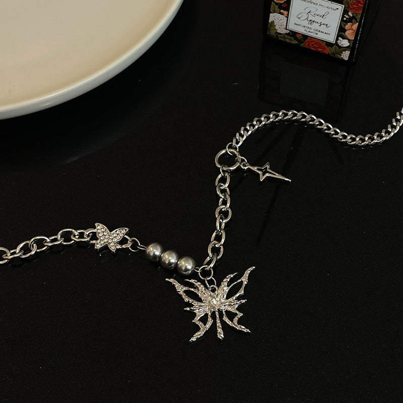 Hollow Butterfly Cross Necklace