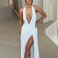 V-Neck Pleated Party Dress