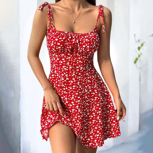 Women’s Floral Ruffle Boho Mini Dress