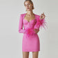 Women's Square Neck Feather Dress