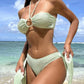 3-Piece Stripe Bikini Set – Solid Color Swimwear
