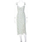 Lace Floral Slit Suspender Dress