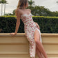 Lace Floral Slit Suspender Dress