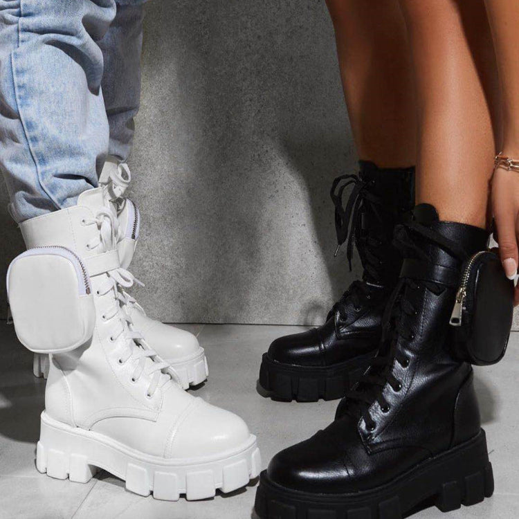 Chunky Boots & Strapping Purse Combo