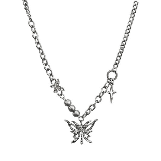 Hollow Butterfly Cross Necklace
