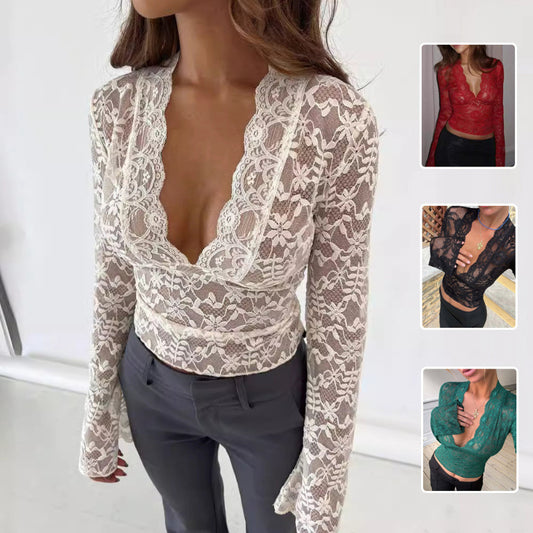 Flowers Lace Long Sleeve Top