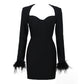 Women's Square Neck Feather Dress