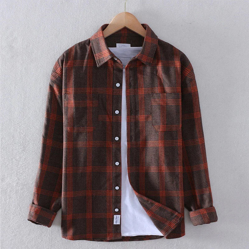 Men's Casual Plaid Long Sleeve Shirt