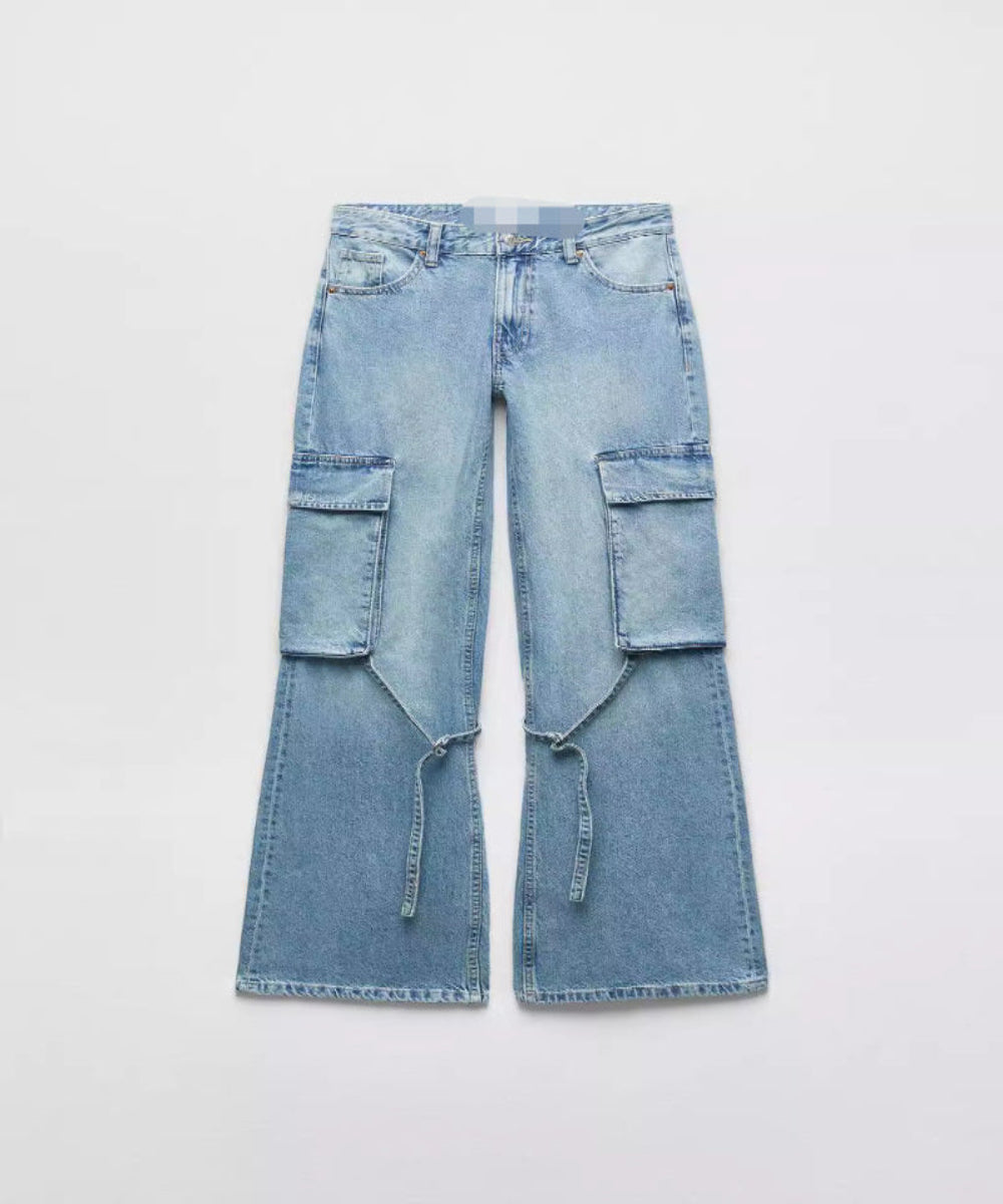Women’s Mid-Waist Loose Cargo Jeans