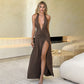 V-Neck Pleated Party Dress