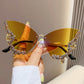 Luxury Diamond Butterfly Rimless Sunglasses