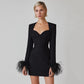 Women's Square Neck Feather Dress