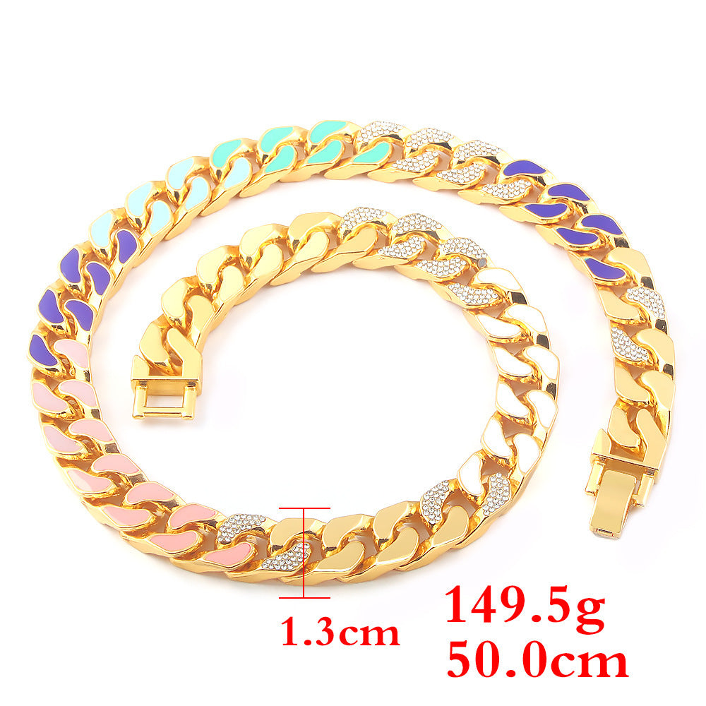 Multicolor Diamond Hip-Hop Chain