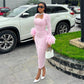 Sweet Square Collar Feather Dress