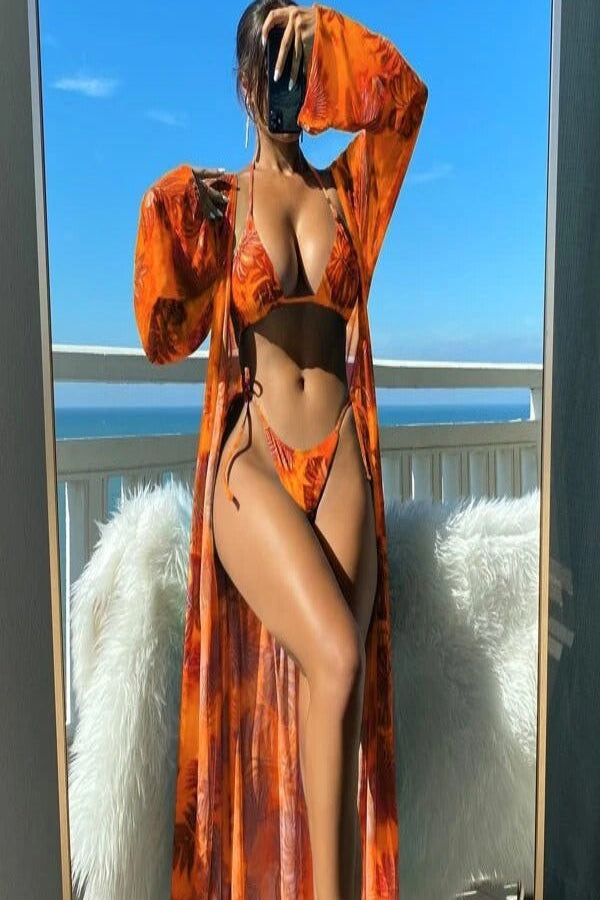 Split Sleeve Bikini Set