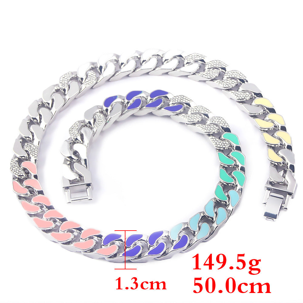 Multicolor Diamond Hip-Hop Chain