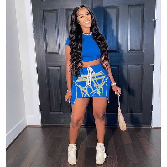 Summer Midriff Skirt Set