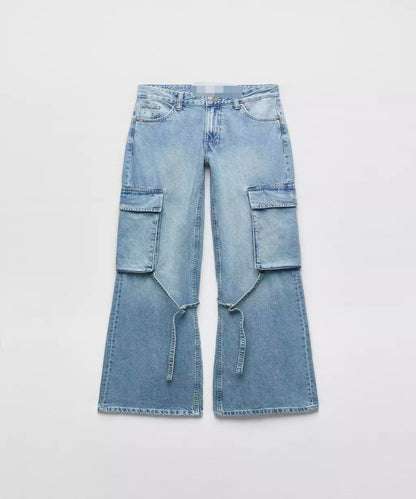 Women’s Mid-Waist Loose Cargo Jeans