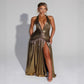 V-Neck Pleated Party Dress