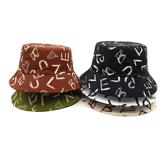Love Letter Pattern Printed Bucket Hat