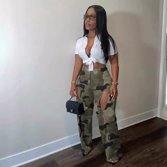 Fashion Digital Print Overalls
