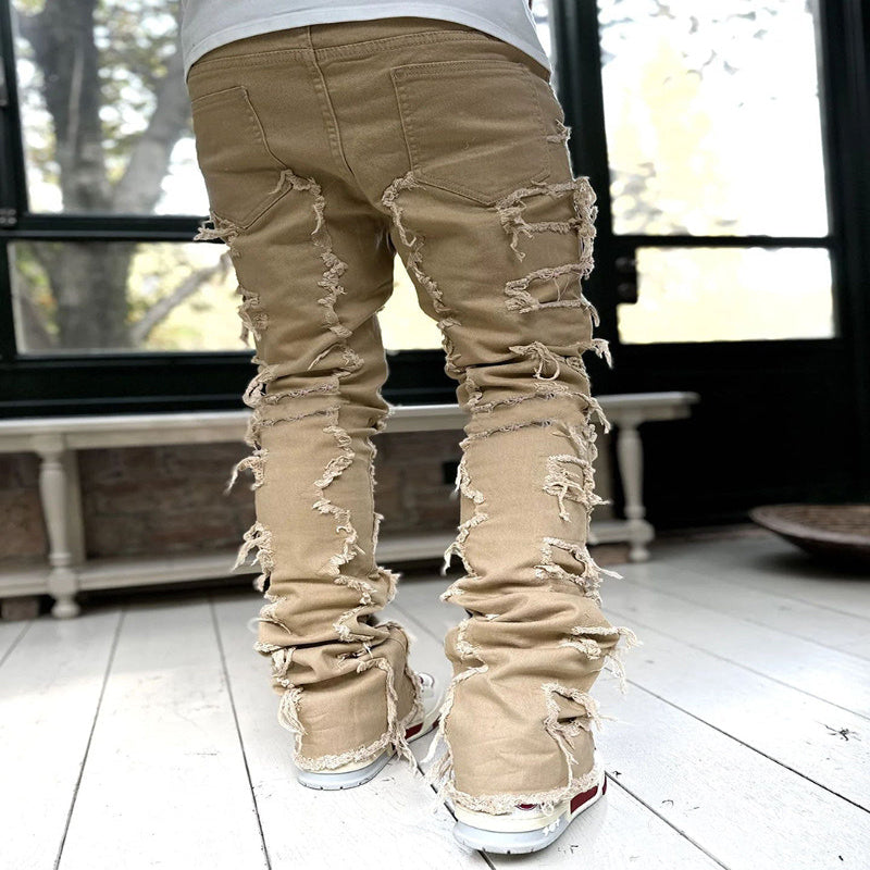 Men’s Patched Stacked Jeans